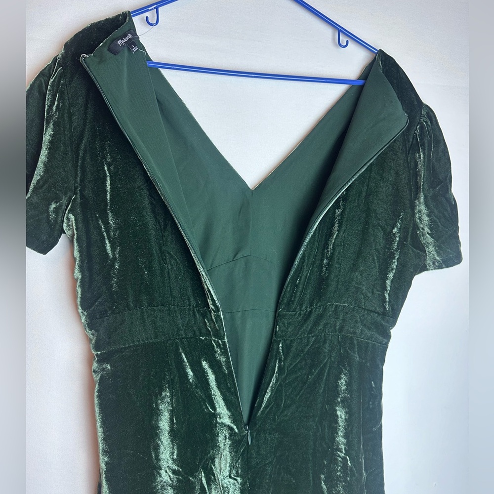 Madewell Dark Green Velvet Mini Dress - Picture 6 of 11